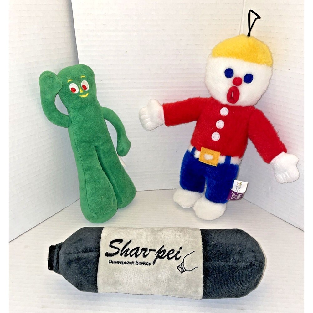 Dog Toy Lot of 3 Bark Box Multipet Mr Bill Talking “0h No" Gumby Shar-pei Marker